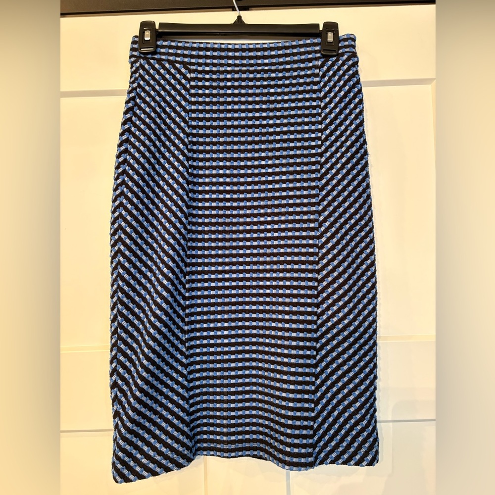 Anthropologie Black and Blue Textured A-Line Knit Skirt